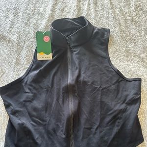 Halara black, zip-up tank, NWT